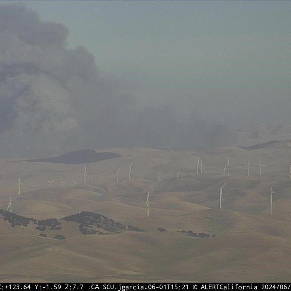 California firefighters continue battling wind-driven wildfire east of San Francisco